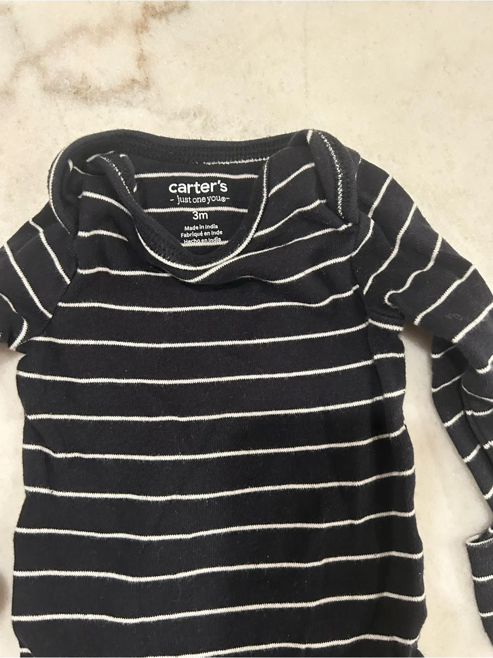 Carter's Black & White Striped Long-Sleeve One-Piece with Pants & Hat